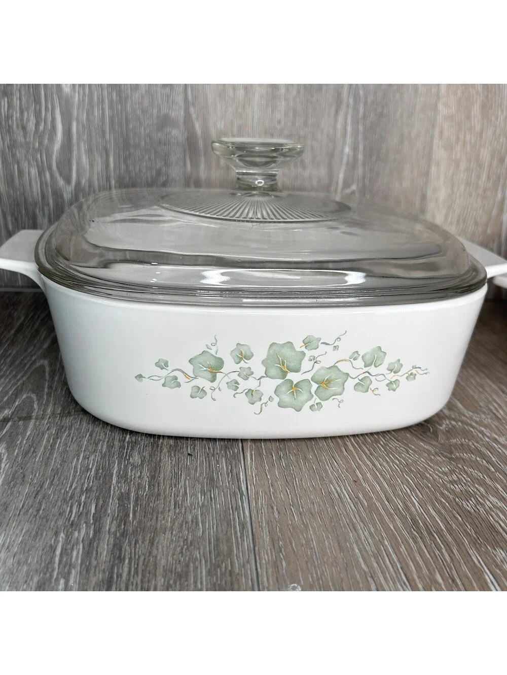 Vintage CorningWare Ivy Casserole Dishes W/ Pyrex Lids A7C A9C | 4 piece Set